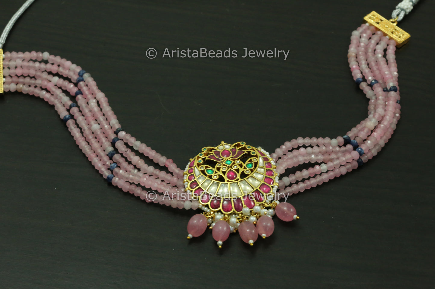 Pachi Kundan Necklace -Pink