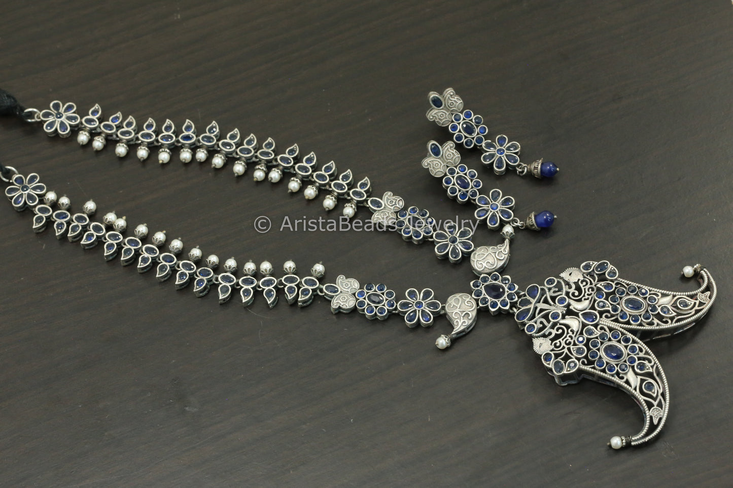 Blue AD Puligoru Claw Necklace Set