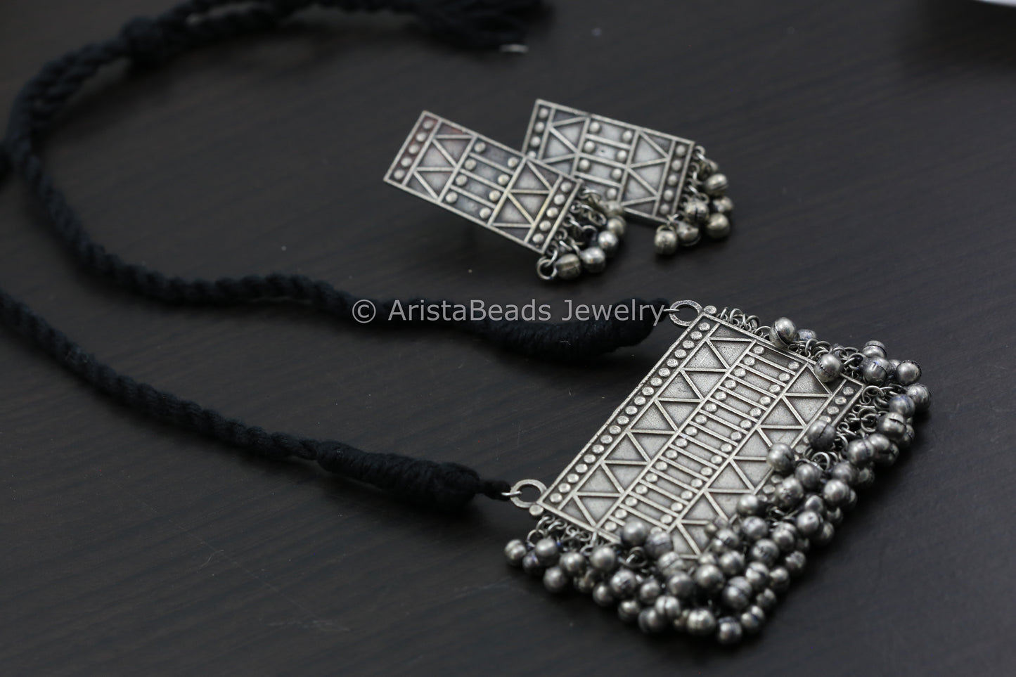 Tribal Black Thread Necklace Set