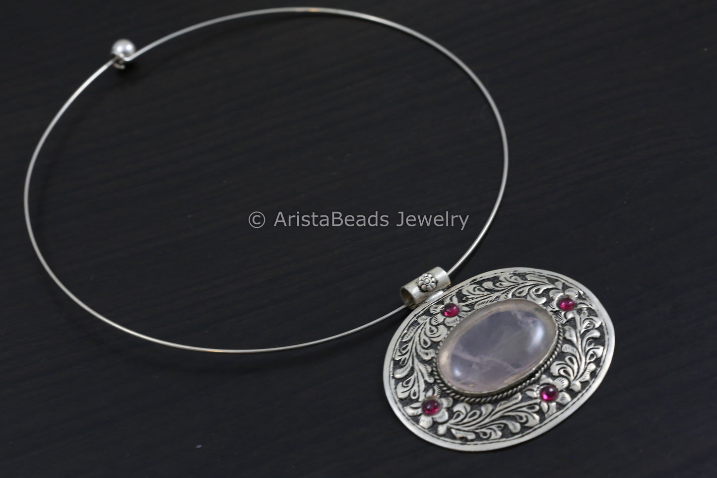 925 Silver Delicate Rose Quartz Hasli Necklace