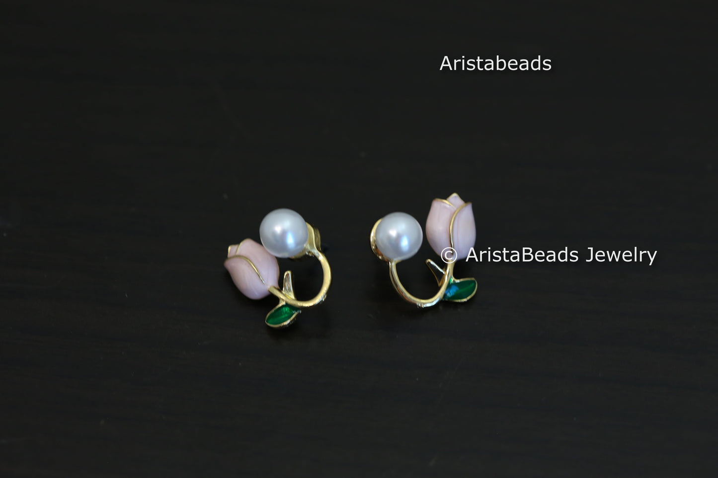 Enamel & Pearl Earrings