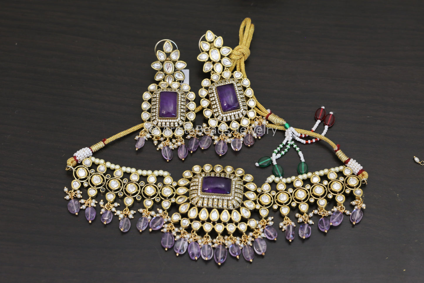 Victorian CZ & Doublet Necklace Set -Purple