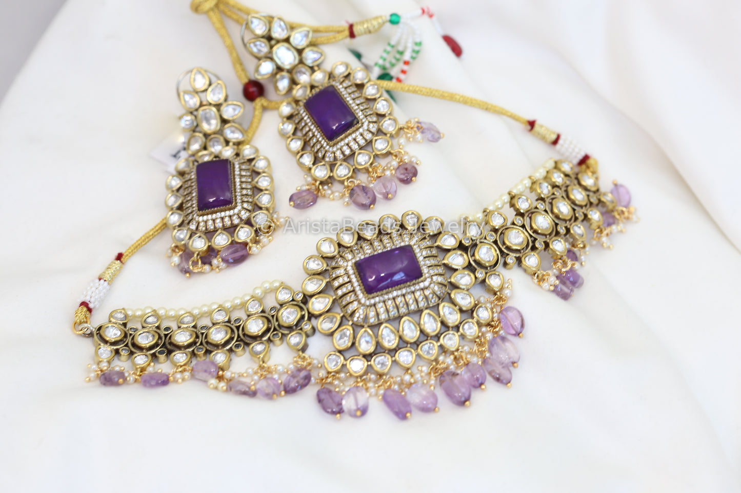 Victorian CZ & Doublet Necklace Set -Purple