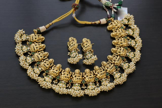 Kemp Antique Gold Lakshmi Necklace Set