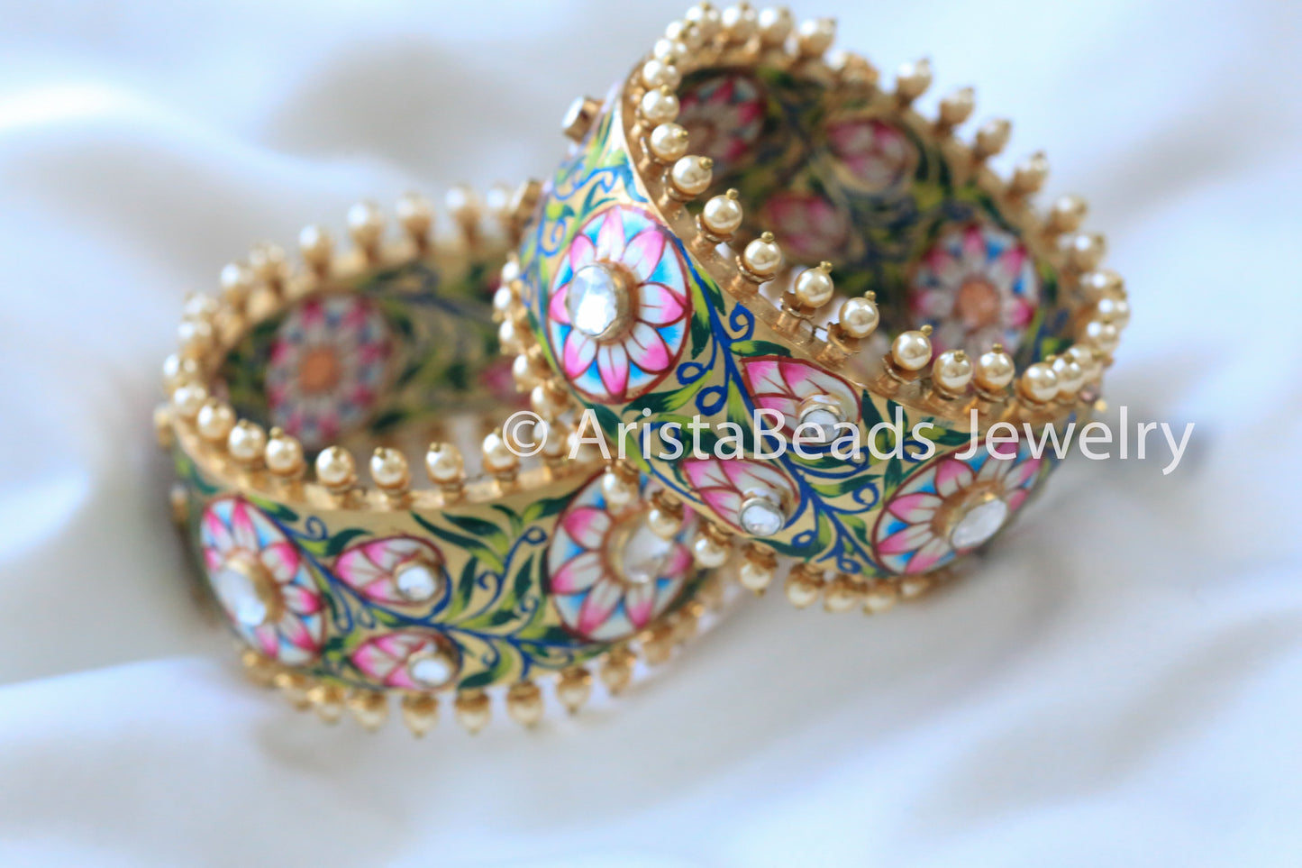 Kundan Enamel Bangle - AristaBeads Jewelry - 2