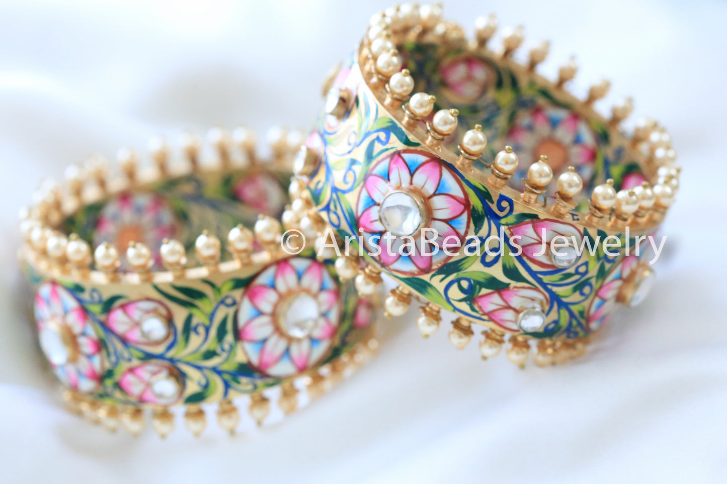 Kundan Enamel Bangle - AristaBeads Jewelry - 3