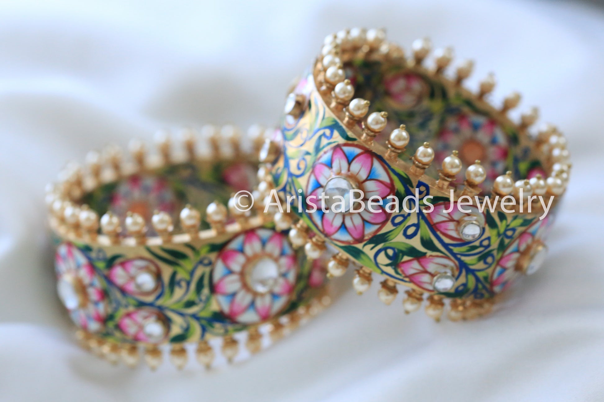 Kundan Enamel Bangle - AristaBeads Jewelry - 4