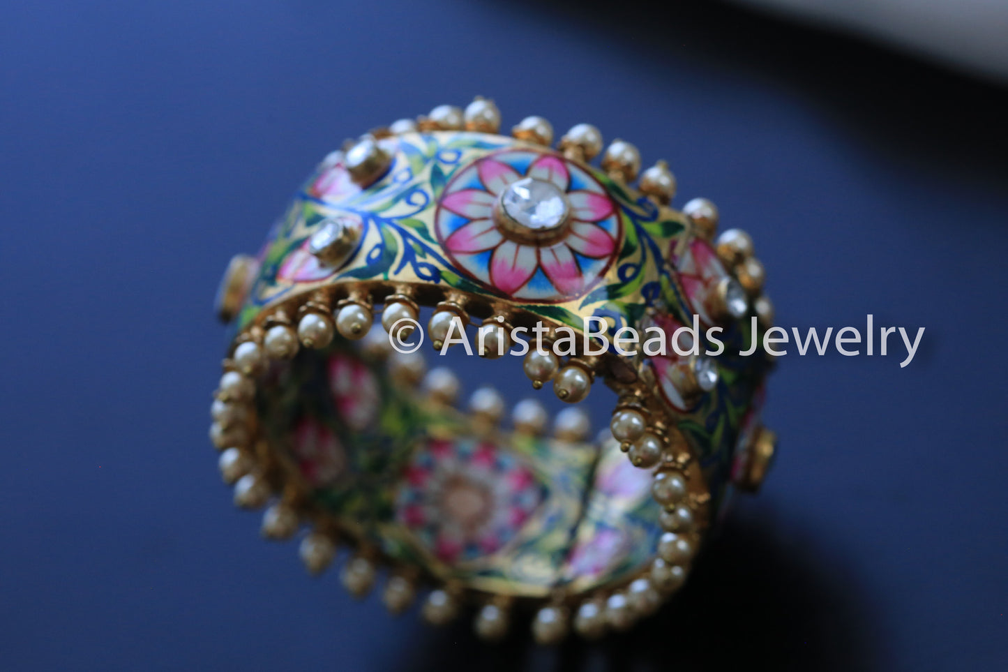 Kundan Enamel Bangle - AristaBeads Jewelry - 5
