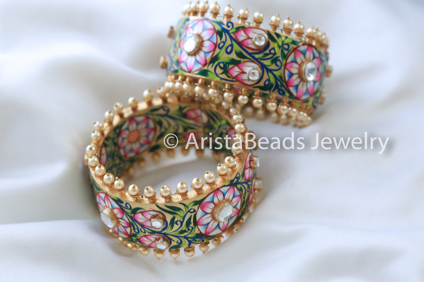 Kundan Enamel Bangle - AristaBeads Jewelry - 6