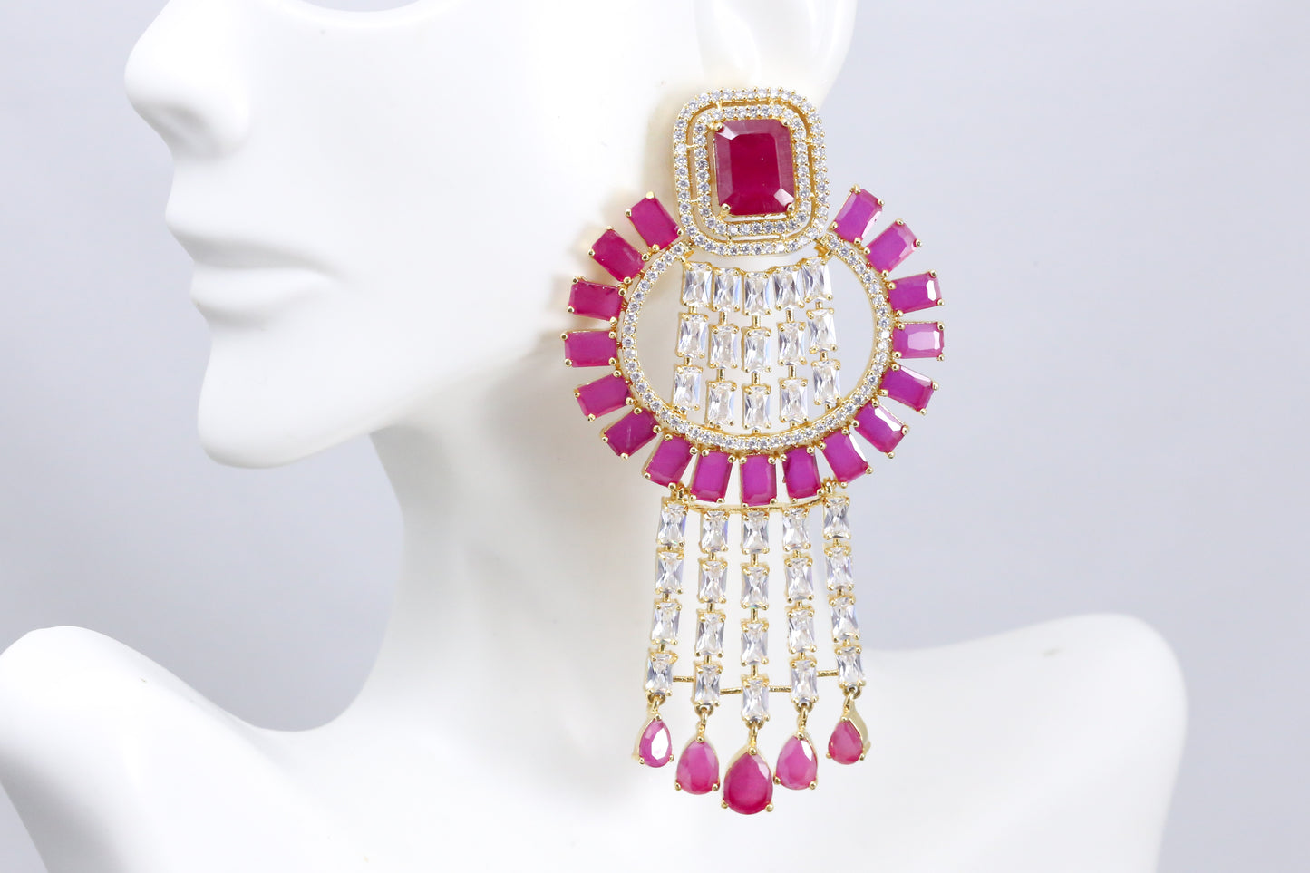 Designer Ruby Chandbaali Earrings