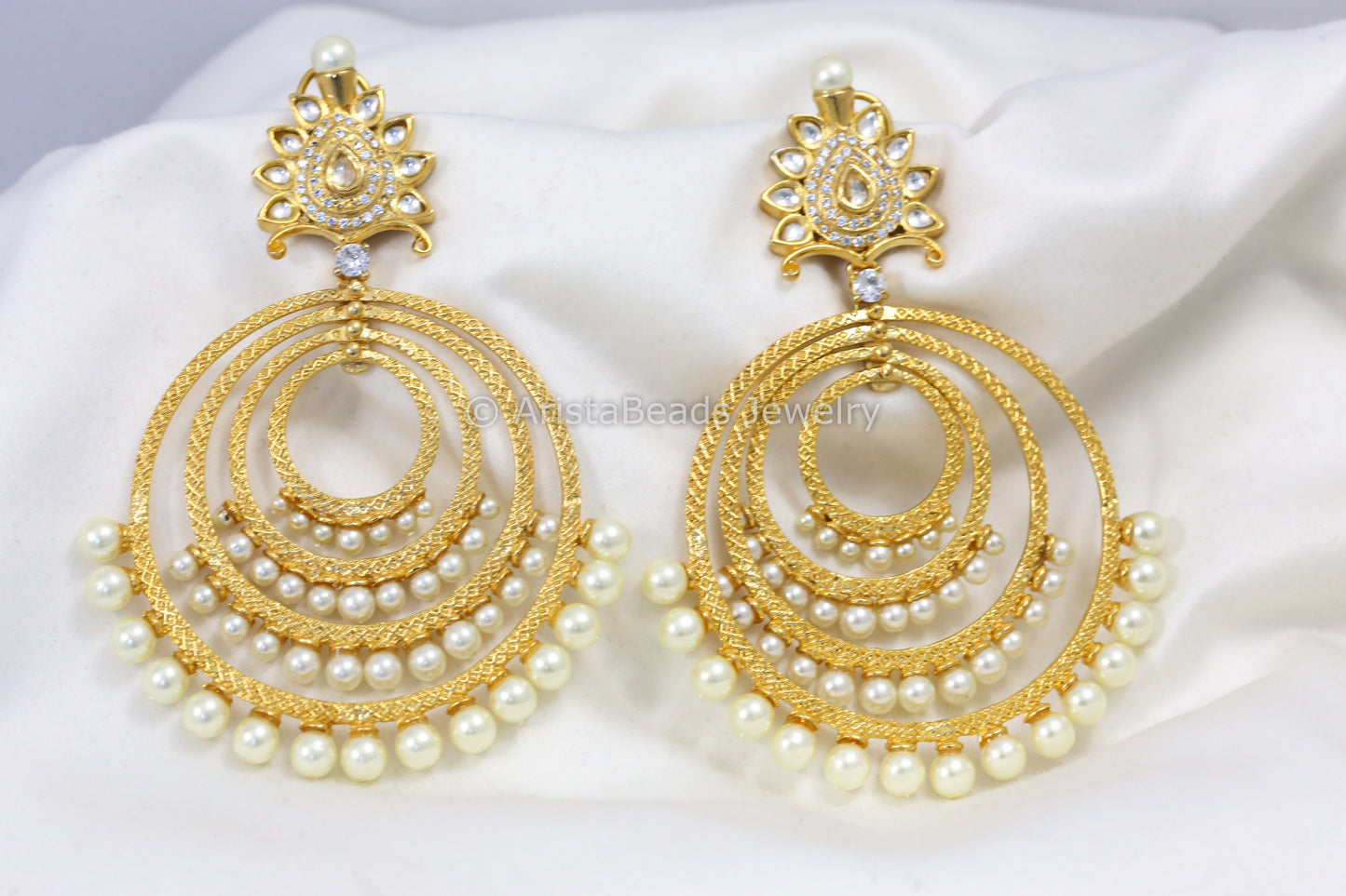 Extra Large Kundan Pearls Chandbaali