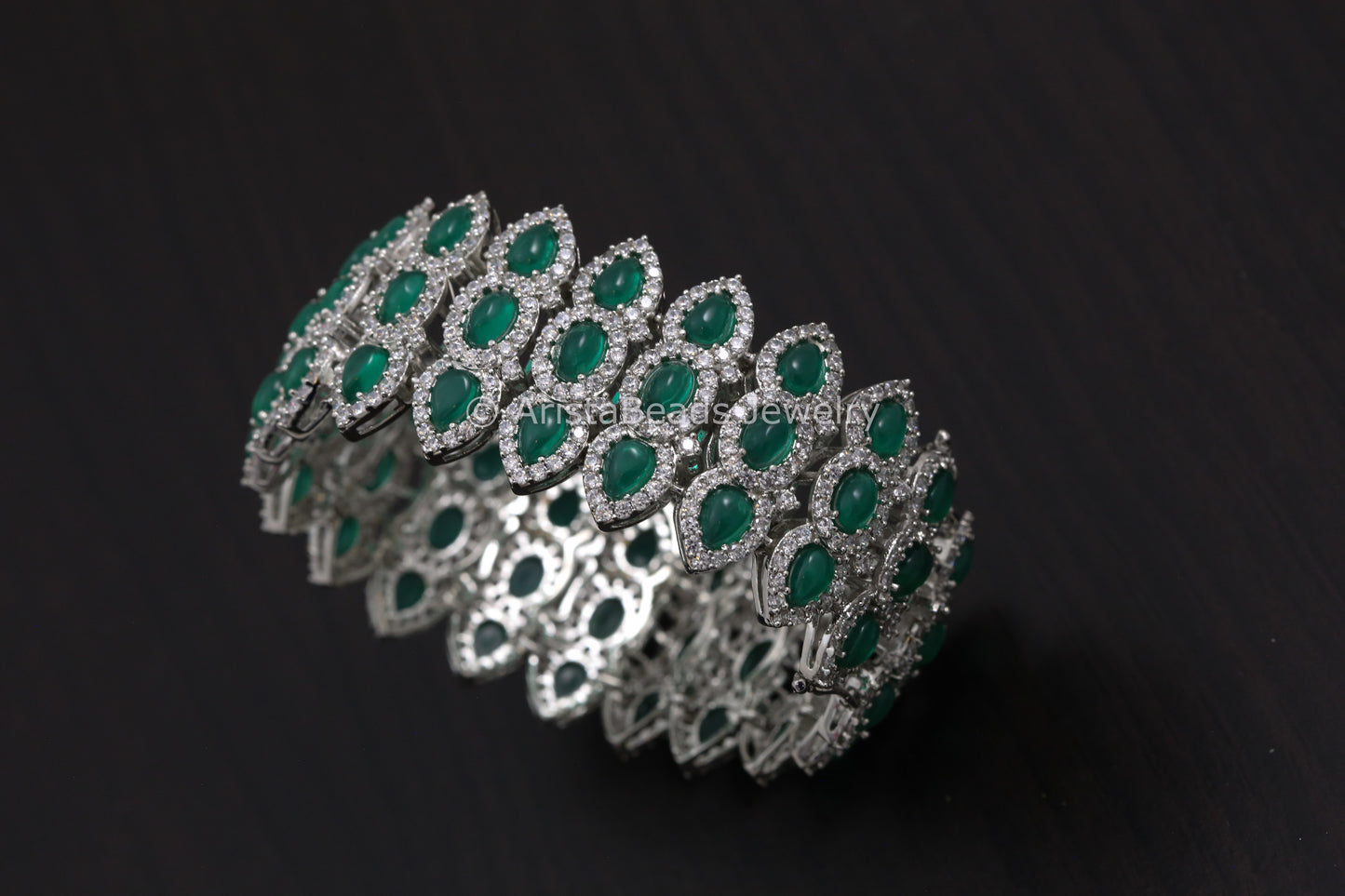 Emerald Premium Quality CZ Bangle Bracelet (openable)