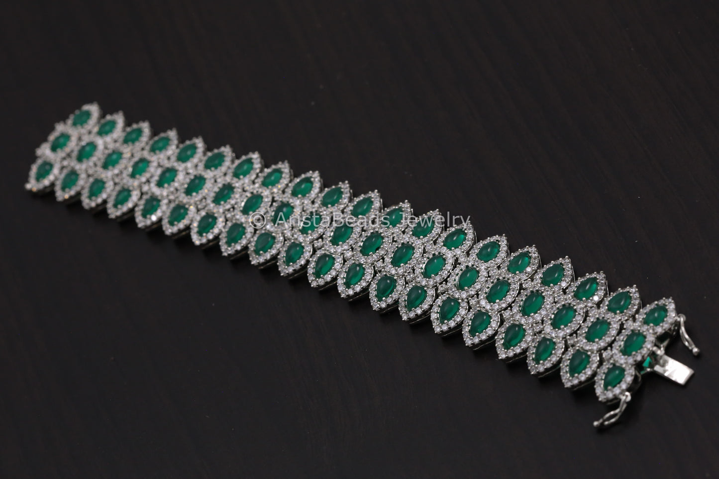 Emerald Premium Quality CZ Bangle Bracelet (openable)