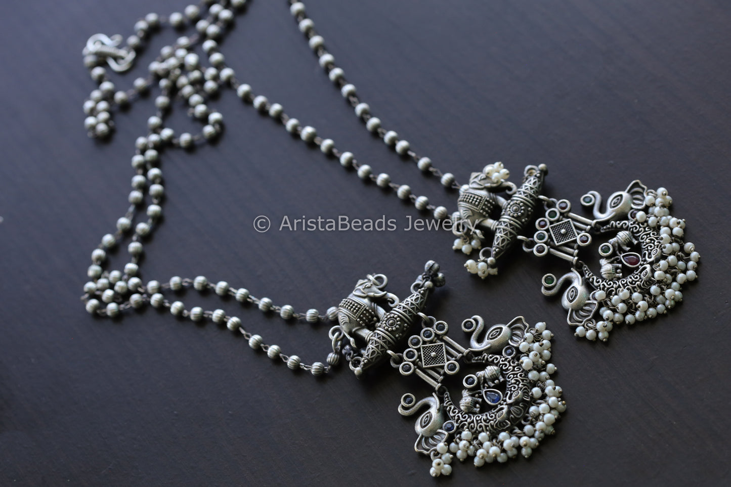 Elephant Oxidized Necklace Set