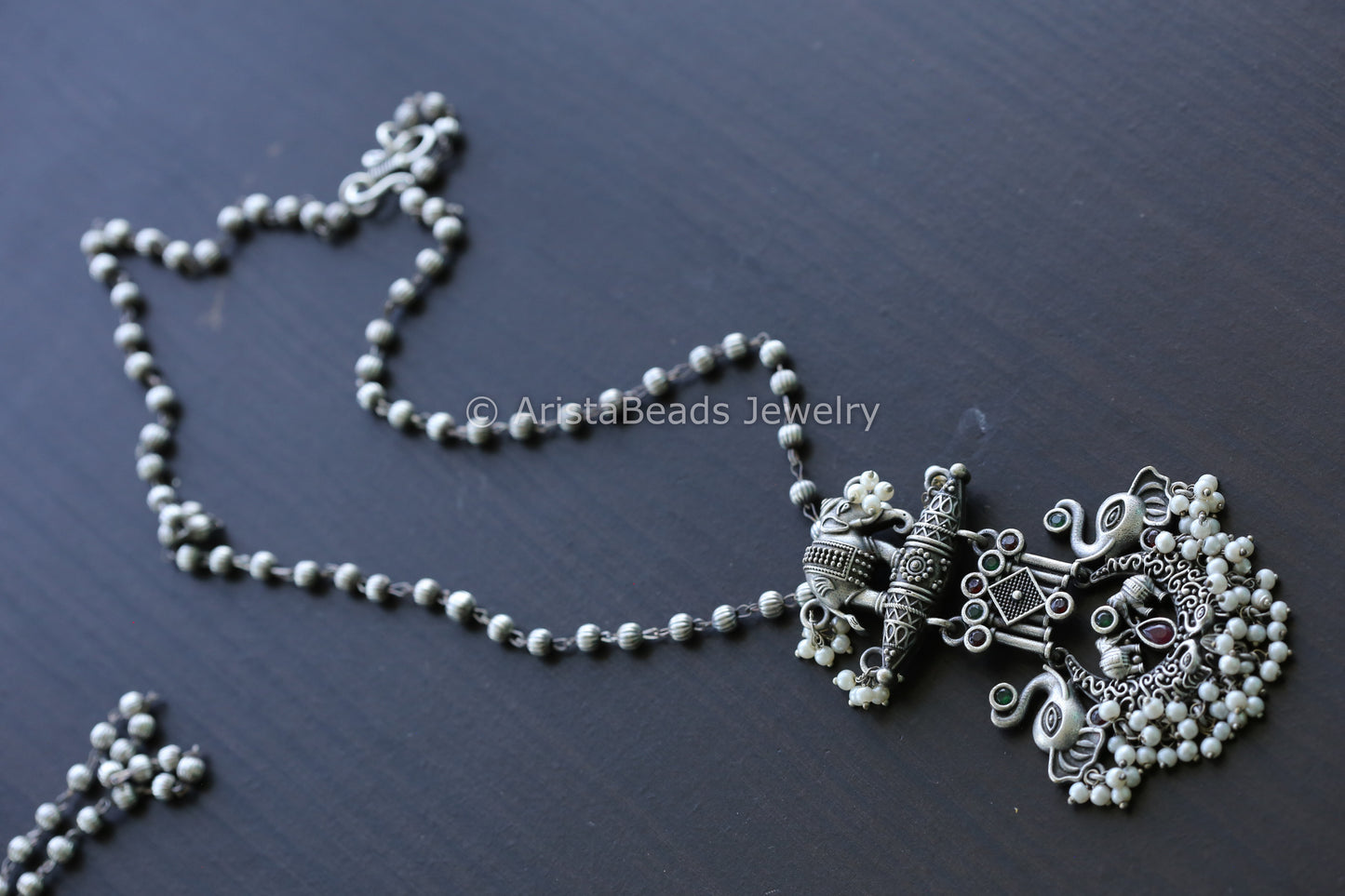 Elephant Oxidized Necklace Set