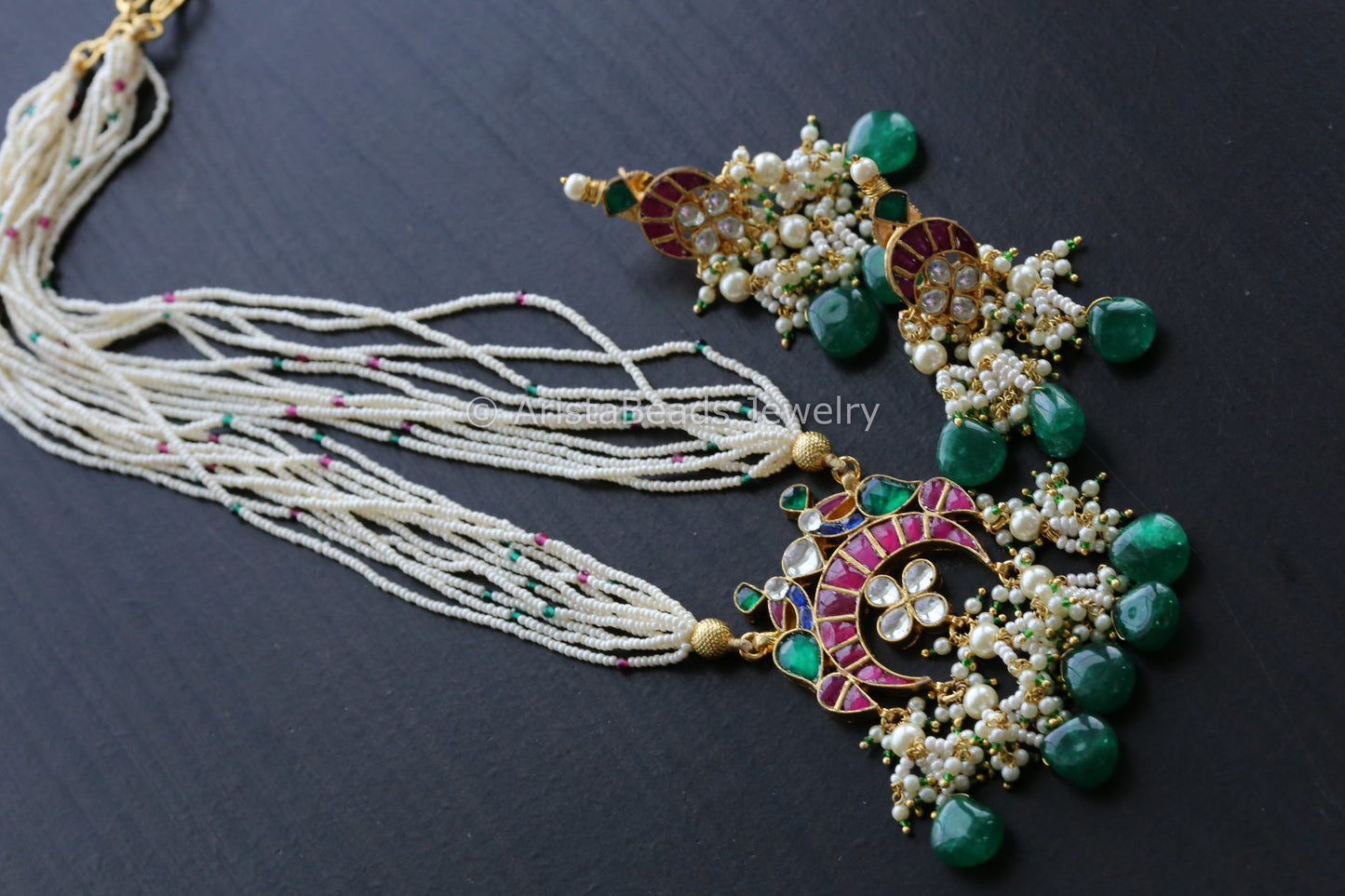 Pachi Kundan Peacock Necklace Set