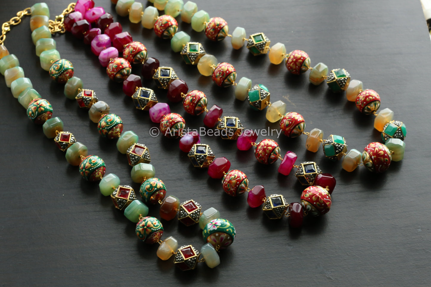 Tanjore Painting Beaded Necklace Mala Set
