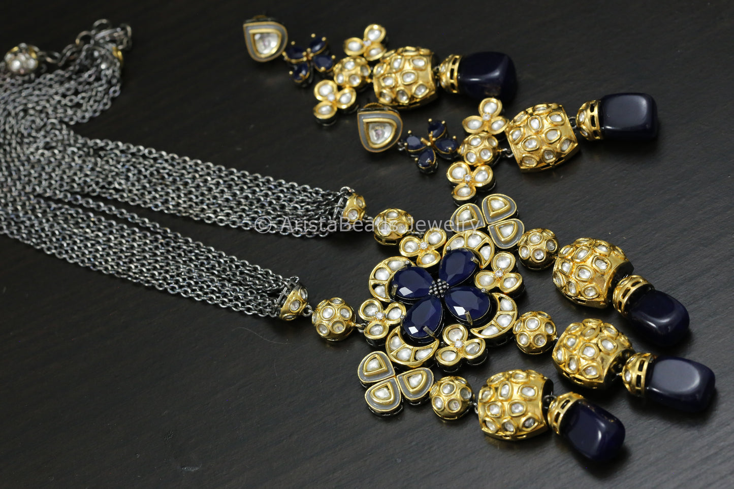 Contemporary Victorian Kundan Necklace Set