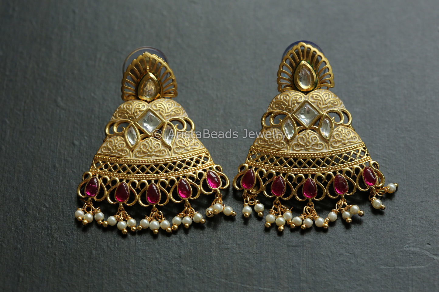 Kundan Enamel Bell Shape Earrings