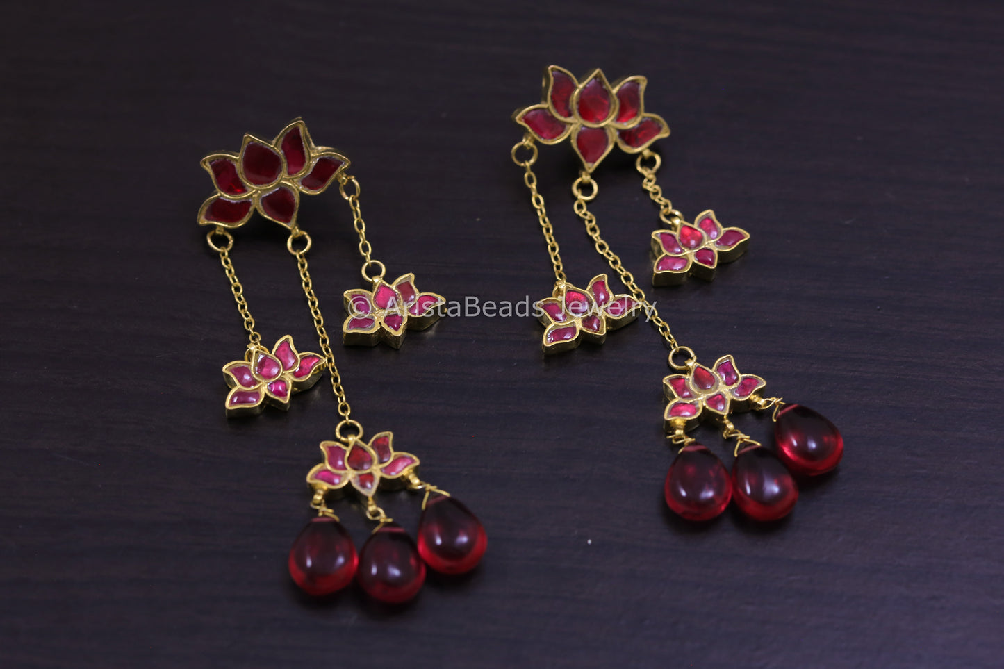 Handmade Jadau Kundan Lotus Earrings