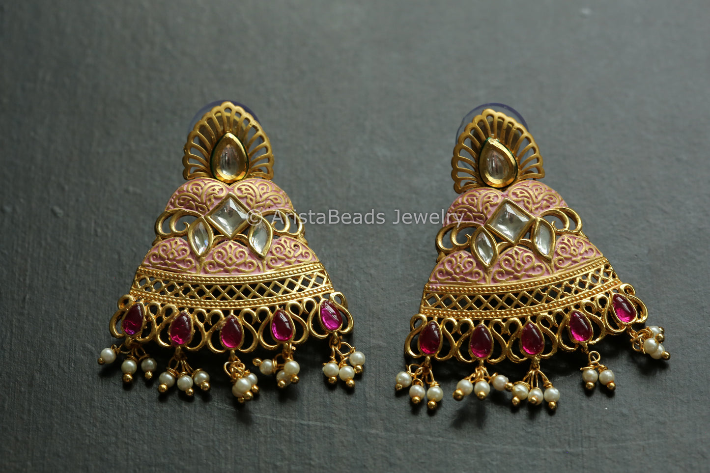 Kundan Enamel Bell Shape Earrings