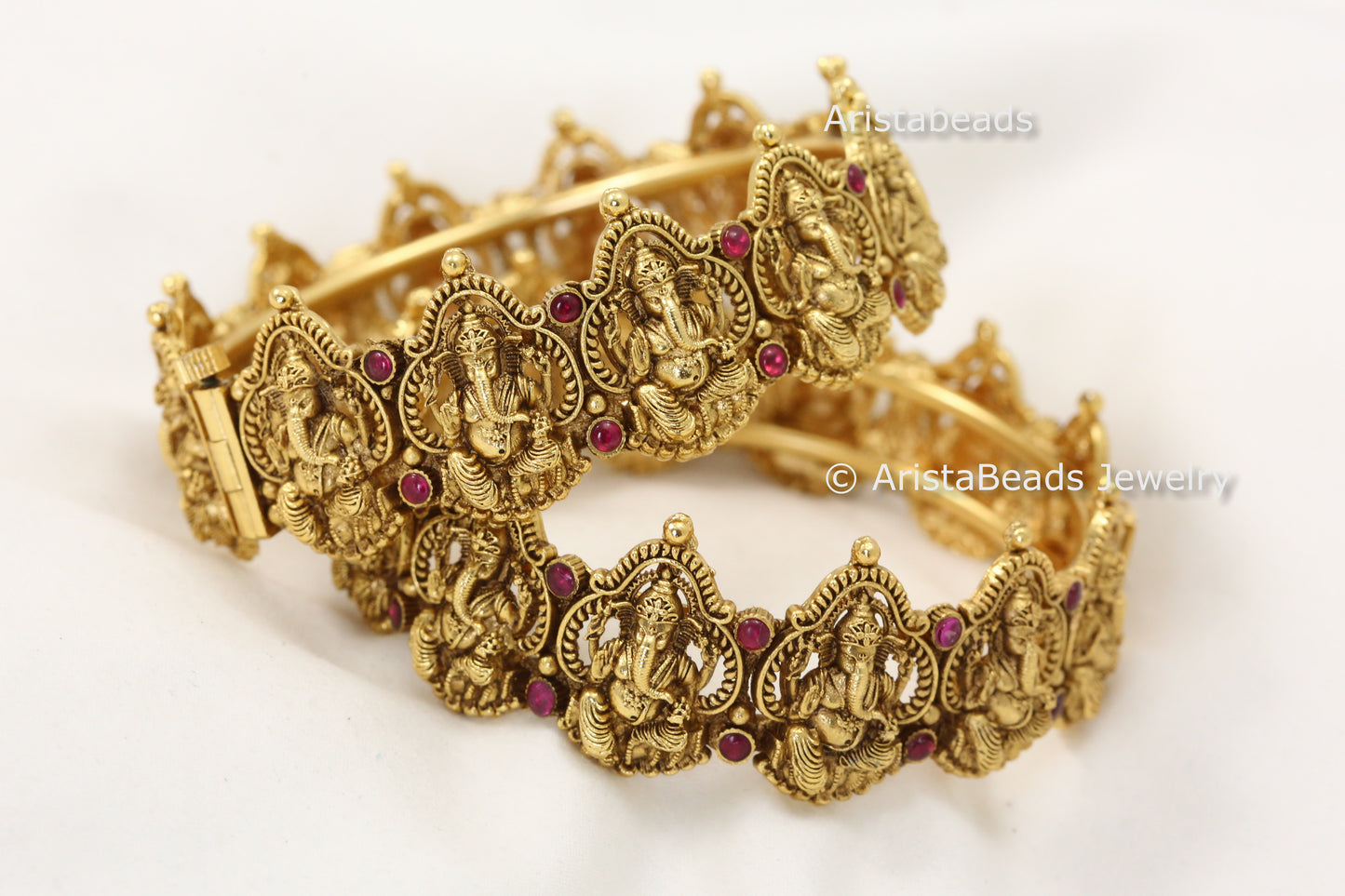Antique Gold Ganesha Bangle (Openable)
