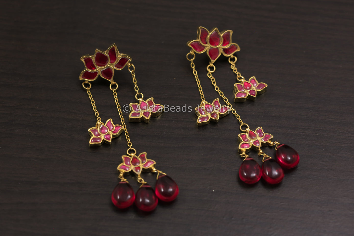 Handmade Jadau Kundan Lotus Earrings