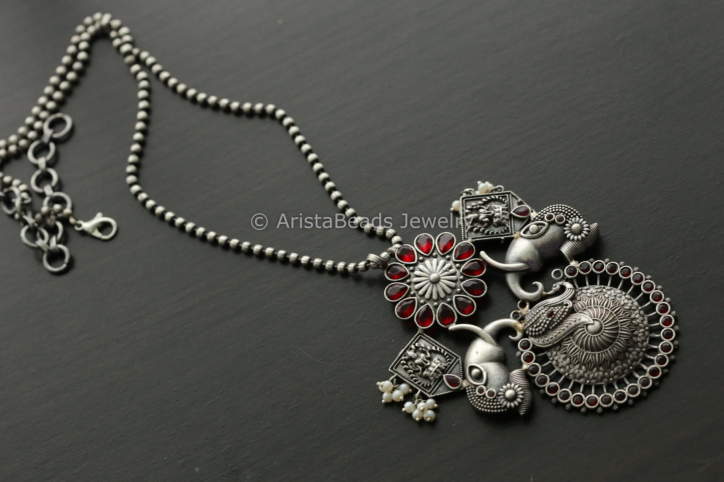 Oxidized Red Fusion Pendant Necklace