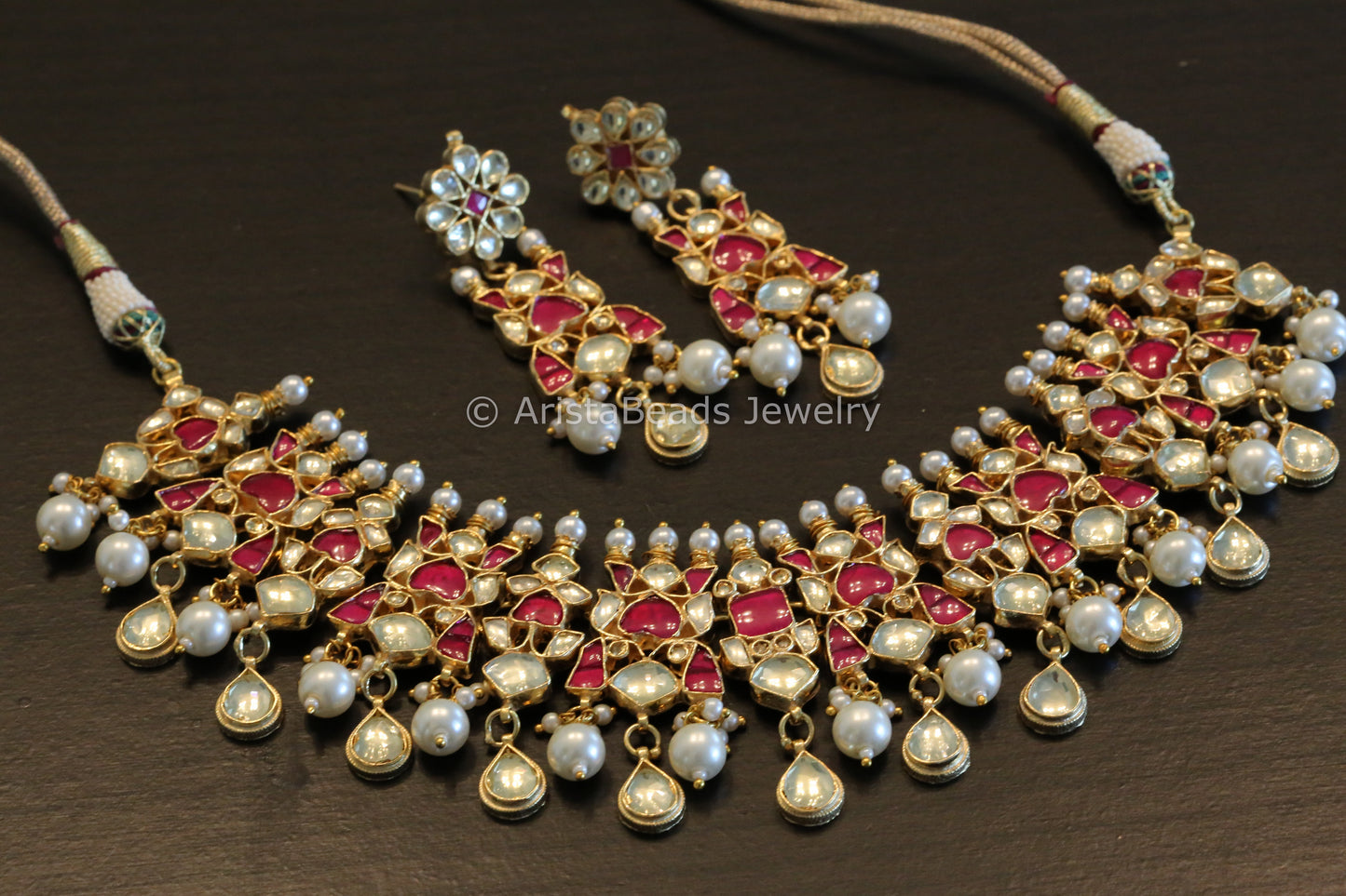 Kundan Necklace Set - Ruby