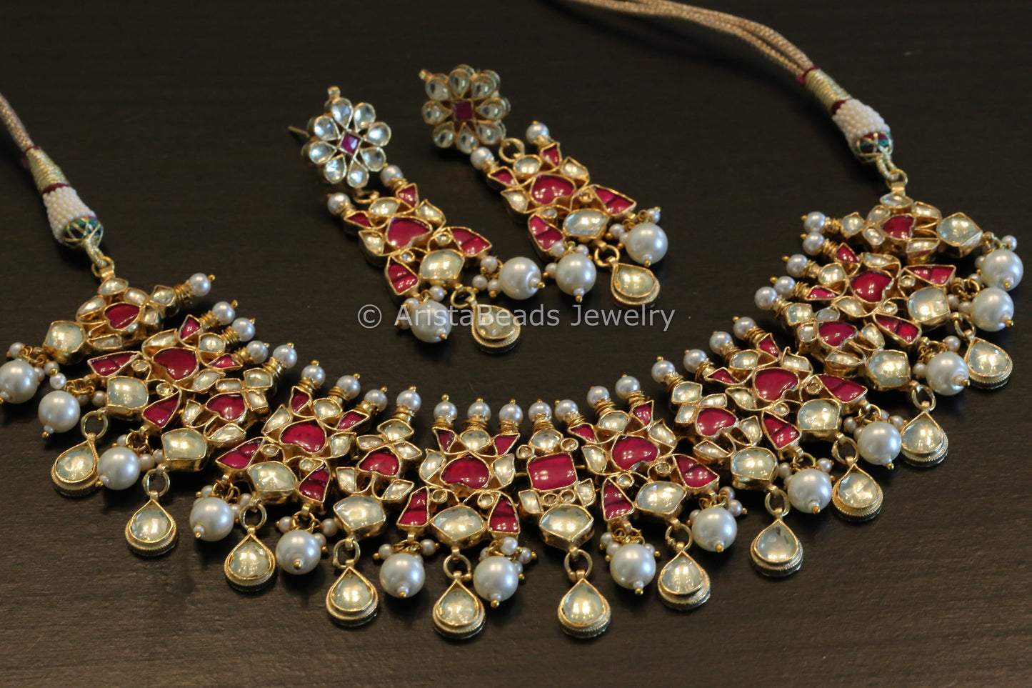 Kundan Necklace Set - Ruby