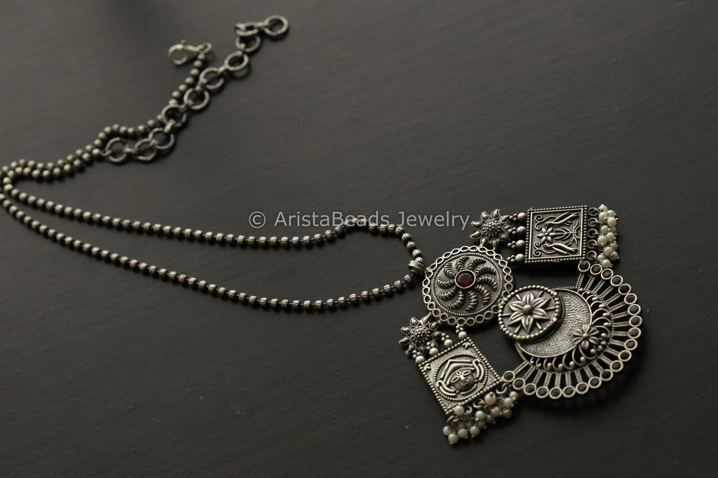 Red Oxidized Fusion Pendant Necklace
