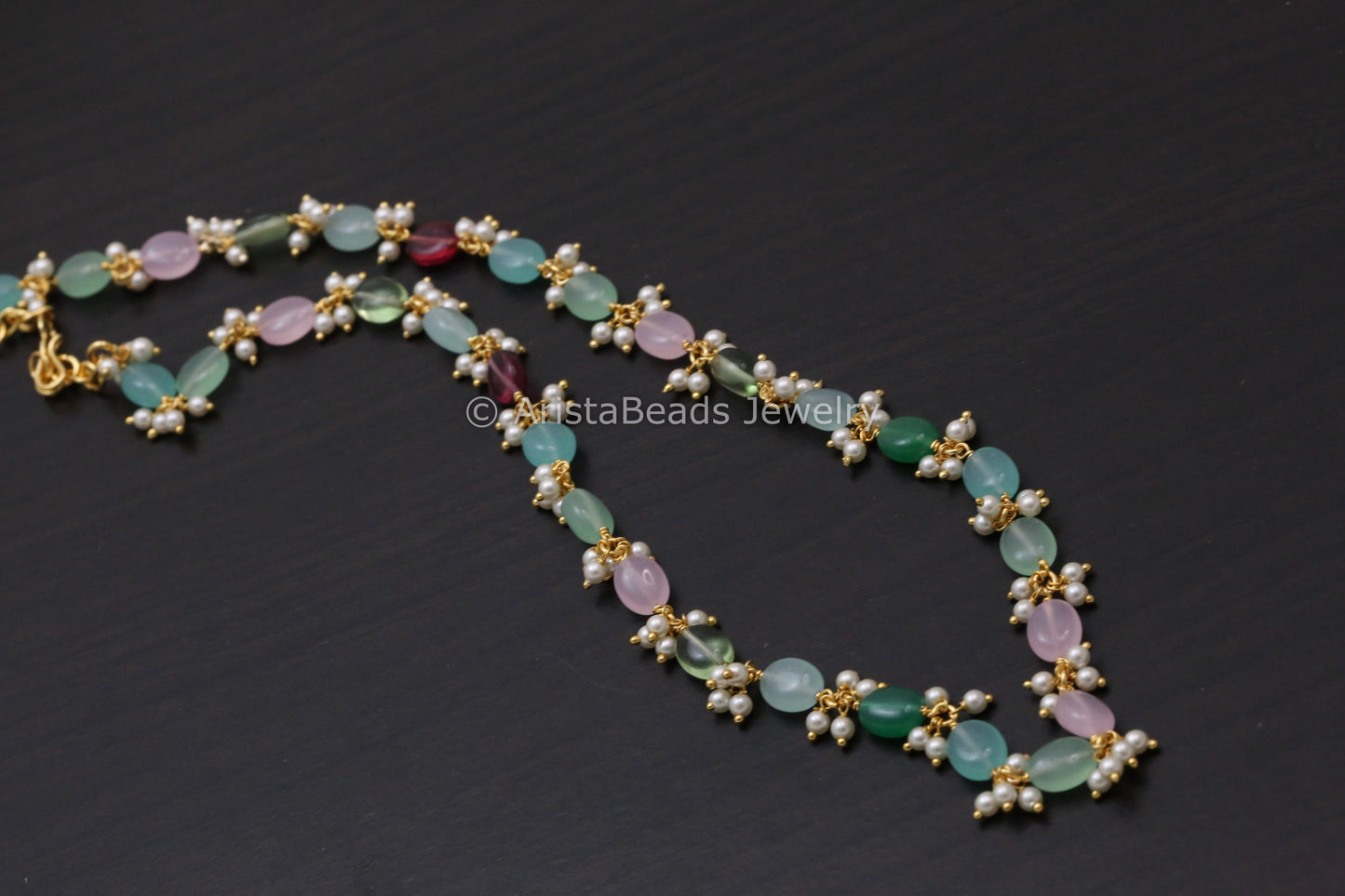 Pastel Color Beads & Pearl Necklace