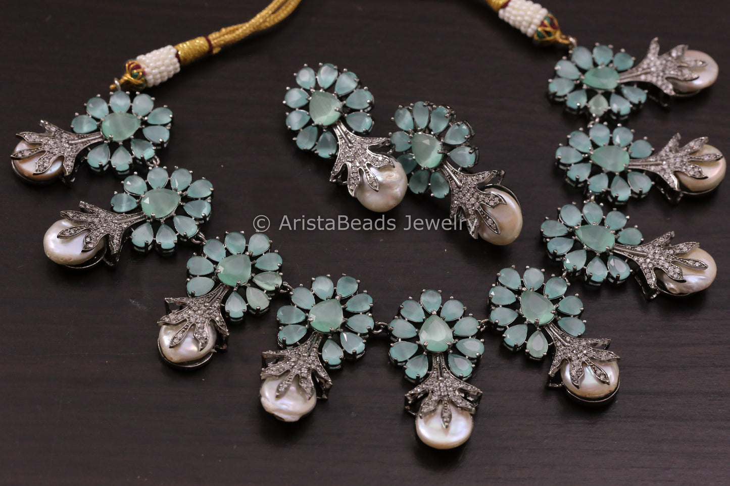 Victorian Baroque Pearl Necklace Set - Mint