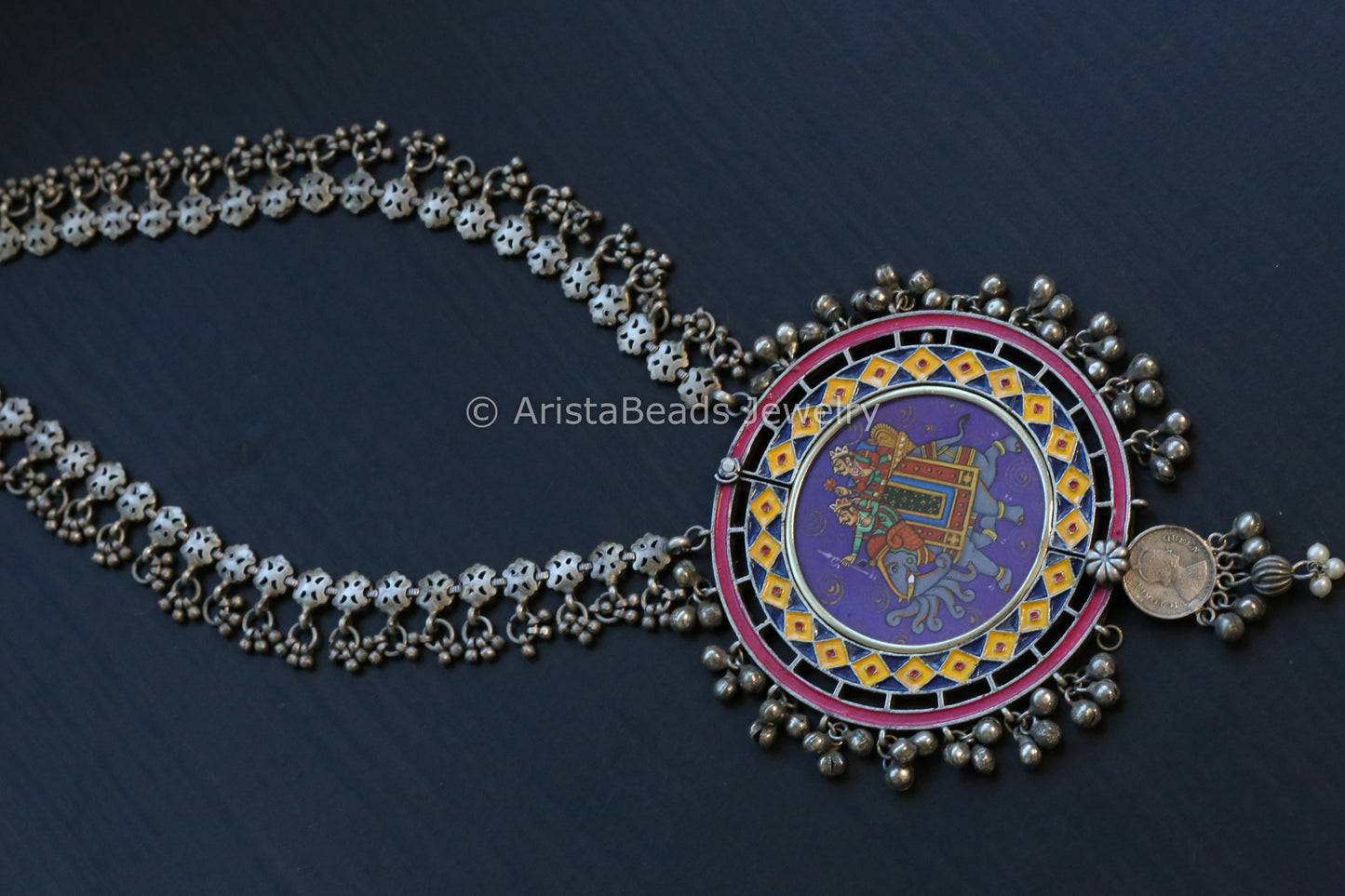 Oxidized Hand-Painted Enamel Necklace