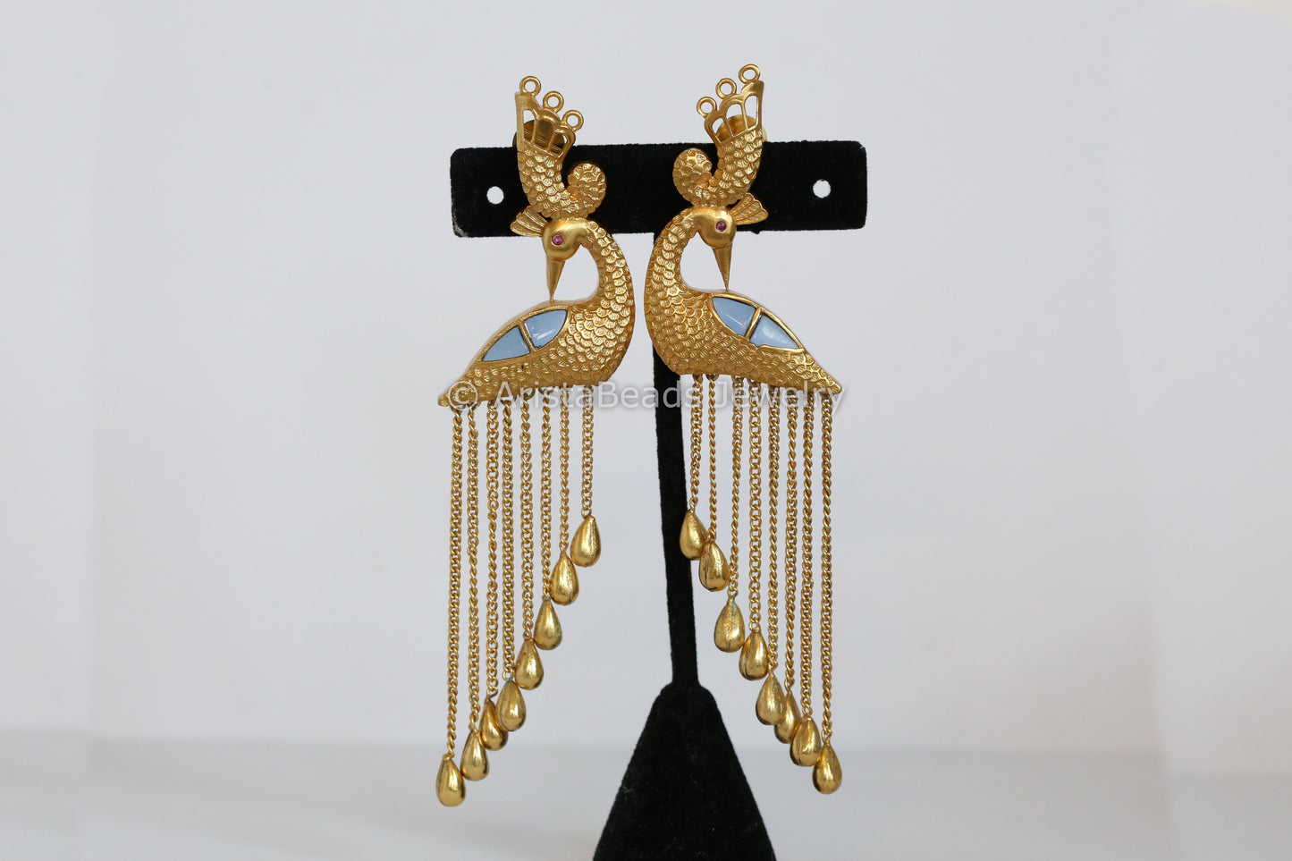 Contemporary Bird Tassel Earrings - Mint