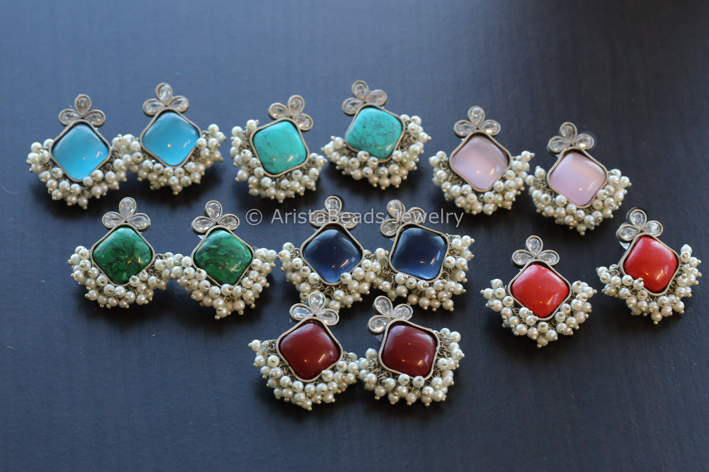 Pearl & Monalisa Stone Earrings