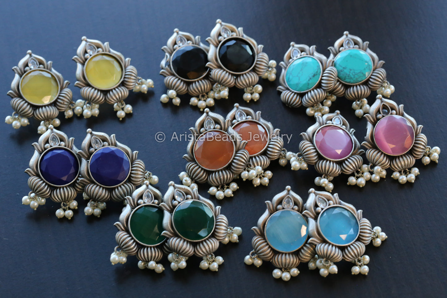 Large Silver Look Candy Stone Studs