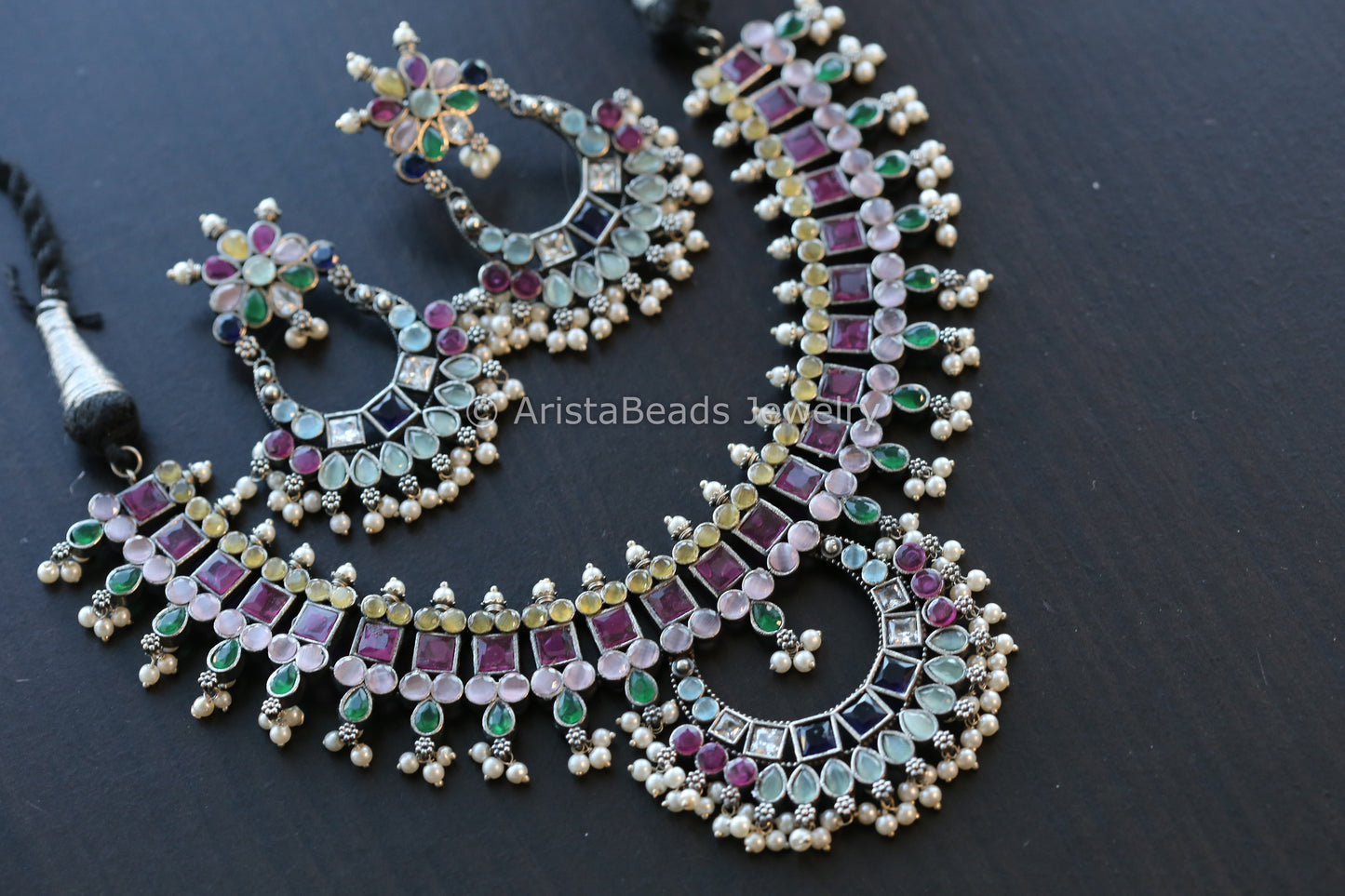 Multicolor Oxidized Necklace Set