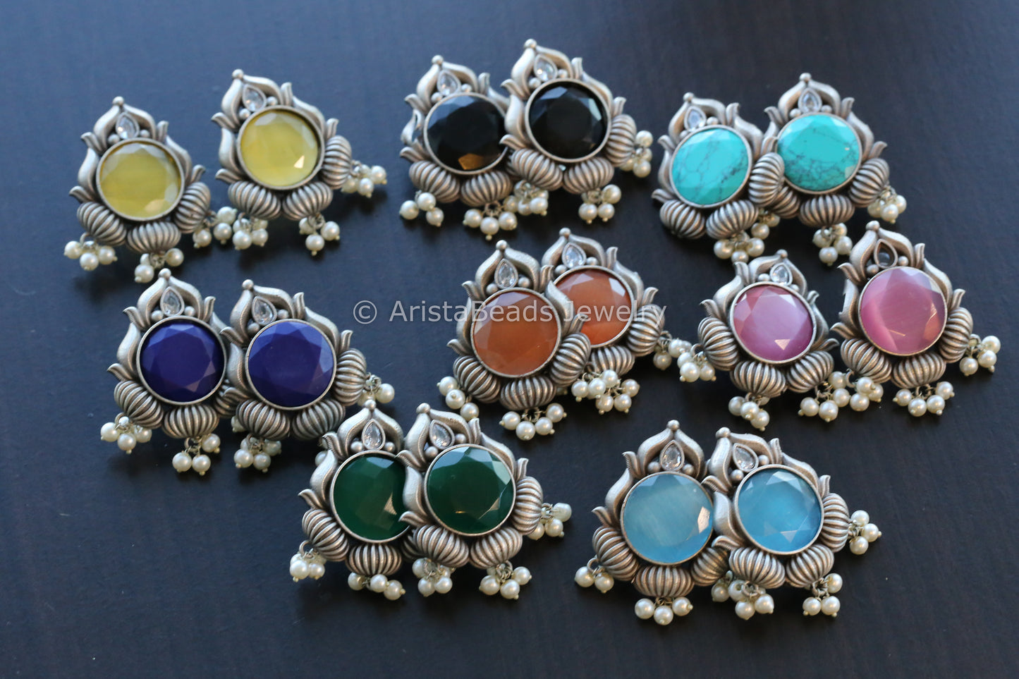 Large Silver Look Candy Stone Studs