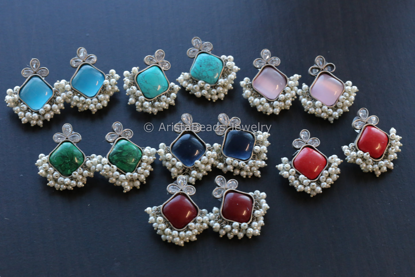 Pearl & Monalisa Stone Earrings
