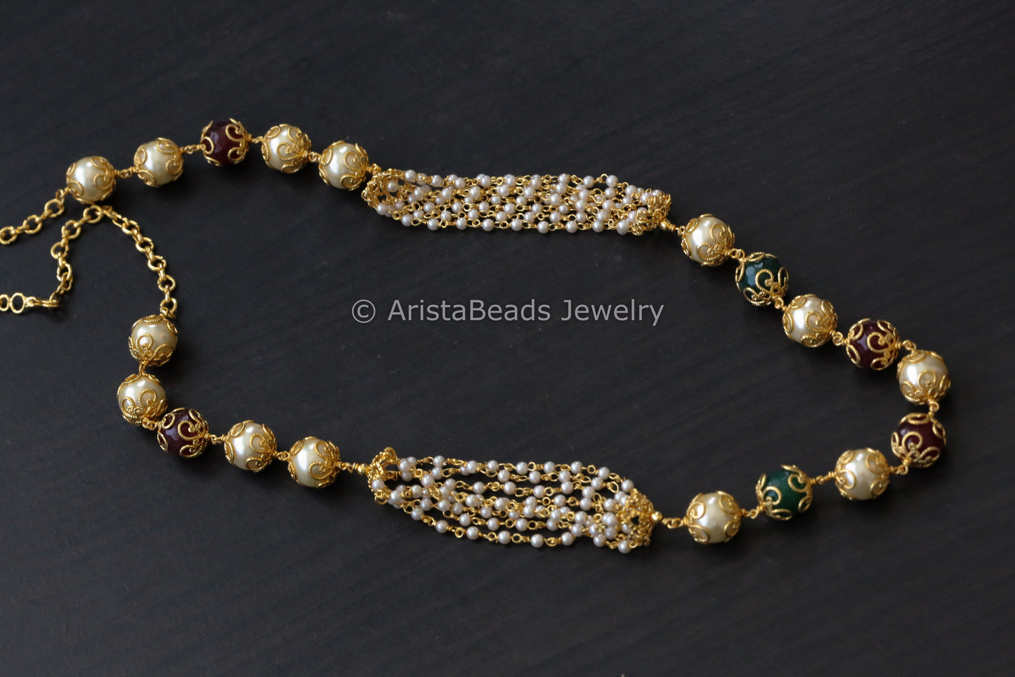 Multicolor Beads & Pearl Necklace Mala