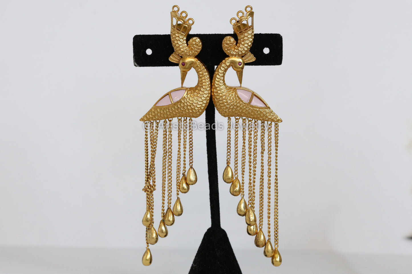 Contemporary Bird Tassel Earrings - Pink