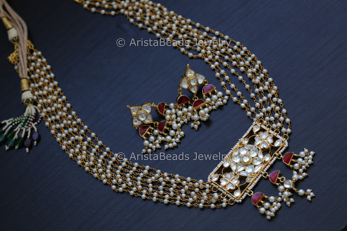 Handmade Pachi Kundan Necklace Set