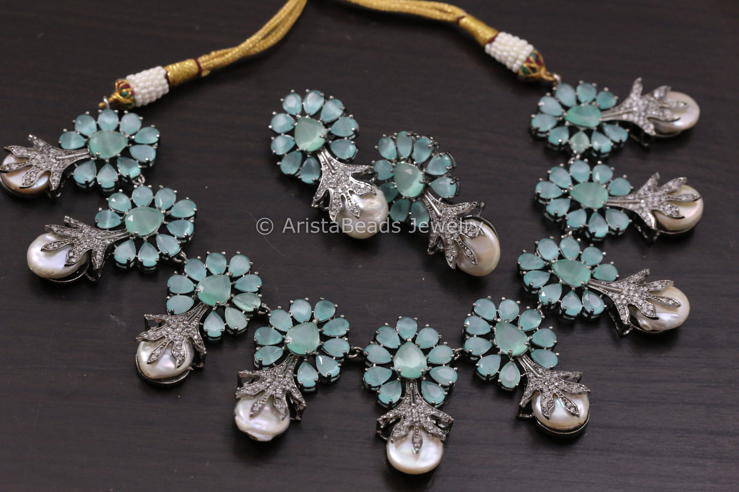 Victorian Baroque Pearl Necklace Set - Mint