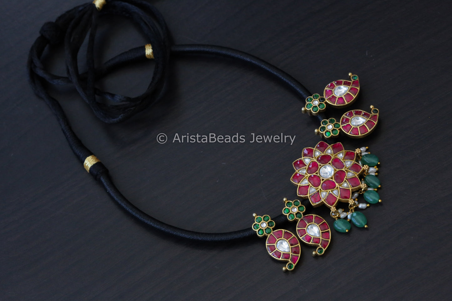 Black Thread Kundan Jadau Necklace