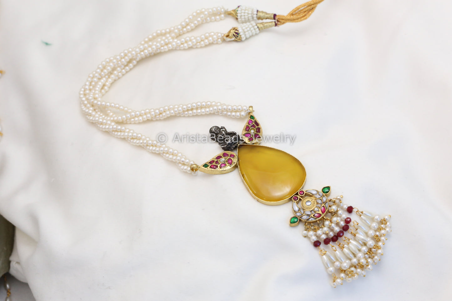 Jadau Kundan & Yellow Chalcedony  Necklace