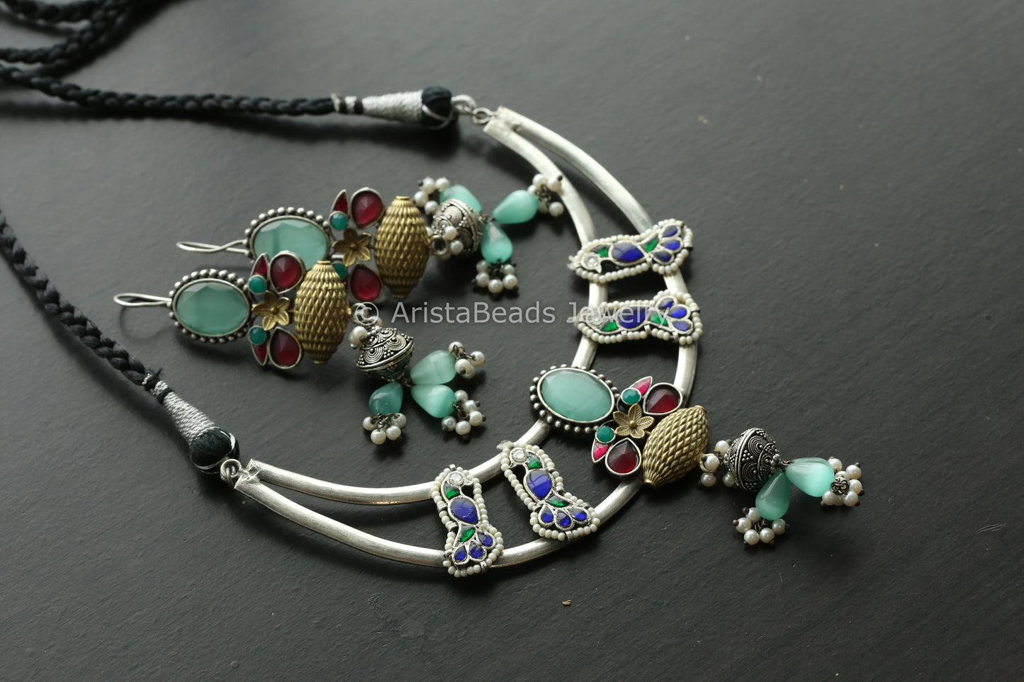 Kundan Hasli Necklace - Mint