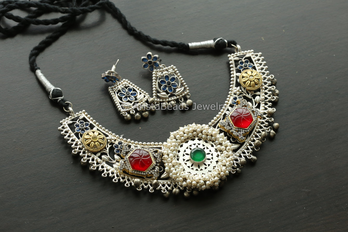 Kundan Fusion Necklace Set - Style 1