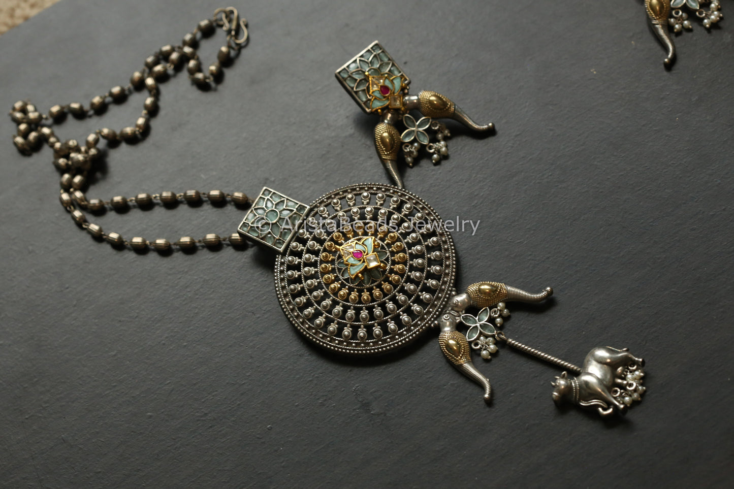 Nandi Dual Tone Necklace Set - Mint