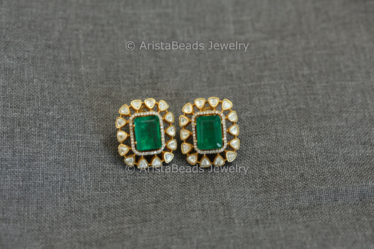 Real Moissanite & Doublet Studs - Green
